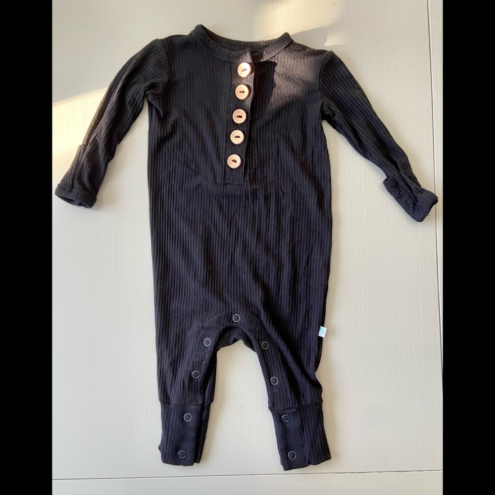 Posh Peanut Ribbed Black Romper